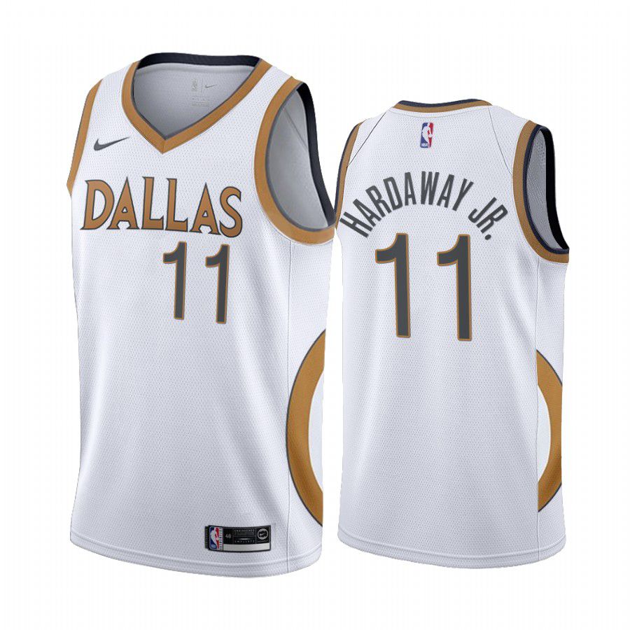 Men Dallas Mavericks #11 tim hardaway jr white city edition gold silver logo 2020 nba jersey